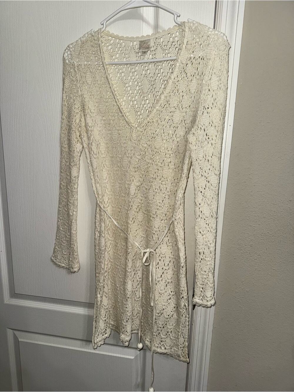 Milly White Crochet Lace Swim Cover Up Tie Front Beach Resort Dress